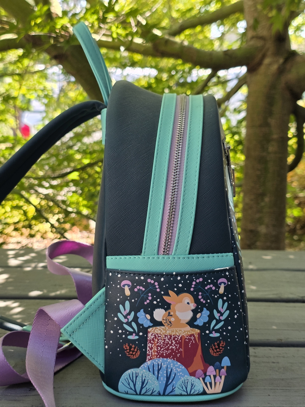 Loungefly Kids Bambi Floral Mini Backpack - Navy & Mint - Picture 6 of 11